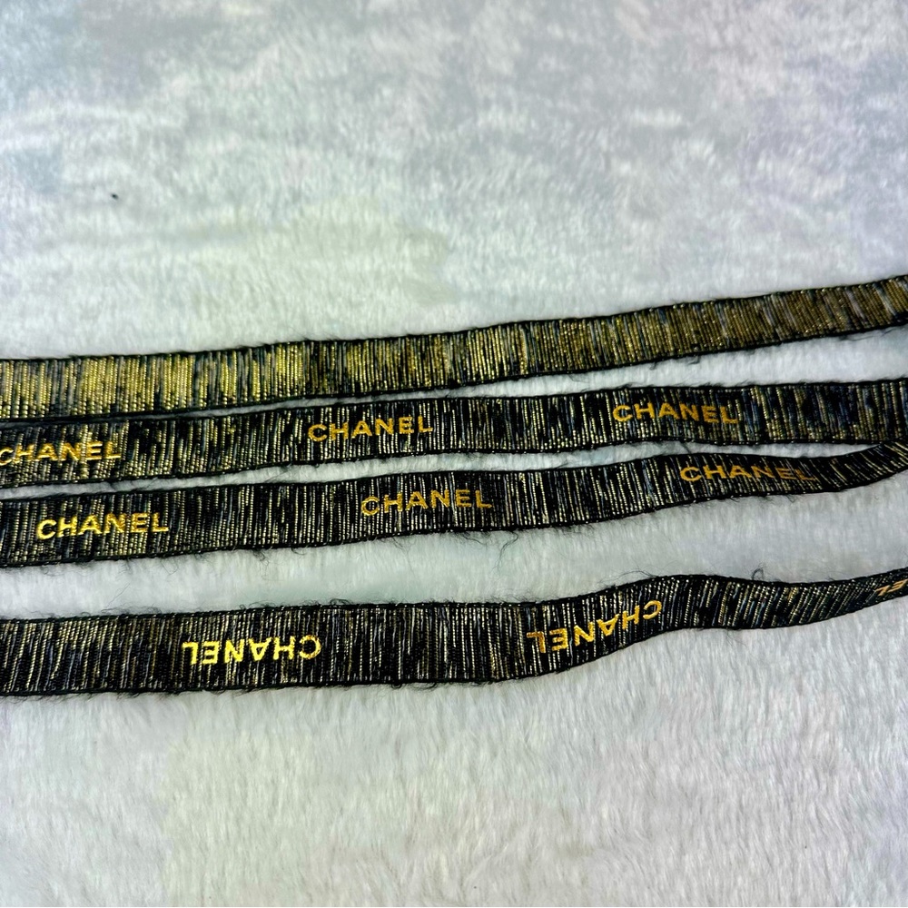 CHANEL Black and Gold Holiday Ribbon 2 Yards! Great for gifts!